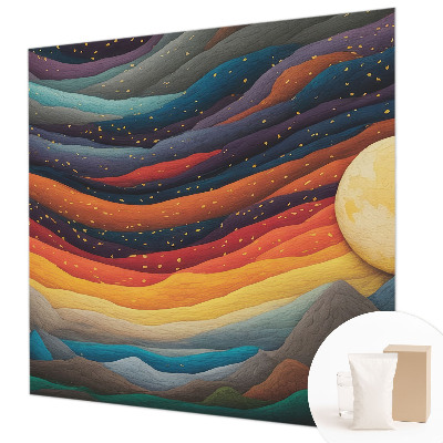 Modern wall mural with a colorful mountain design