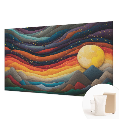 Modern wall mural with a colorful mountain design