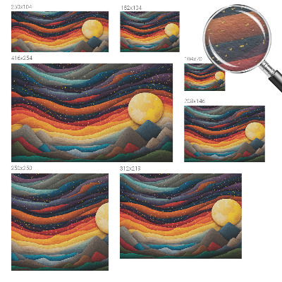 Modern wall mural with a colorful mountain design