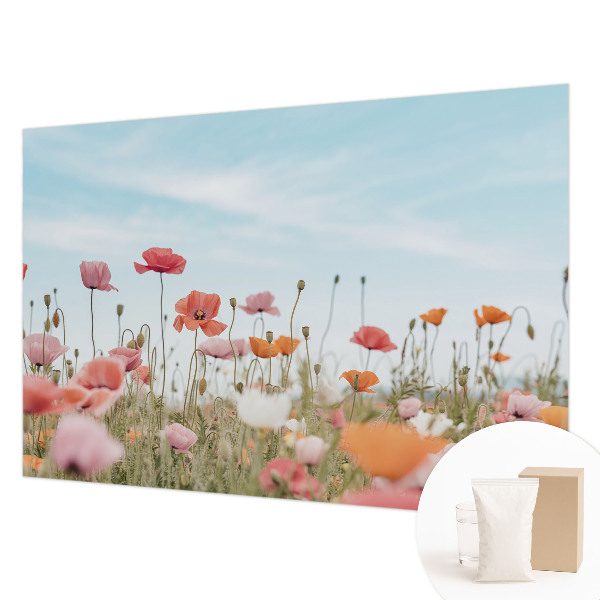 Wall mural for living room with poppy flower design