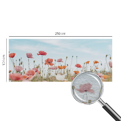 Wall mural for living room with poppy flower design