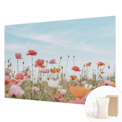 Wall mural for living room with poppy flower design