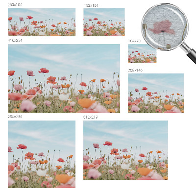 Wall mural for living room with poppy flower design