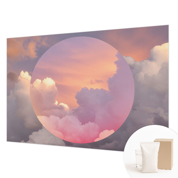 Wallpaper mural for living room with an ethereal clouds design