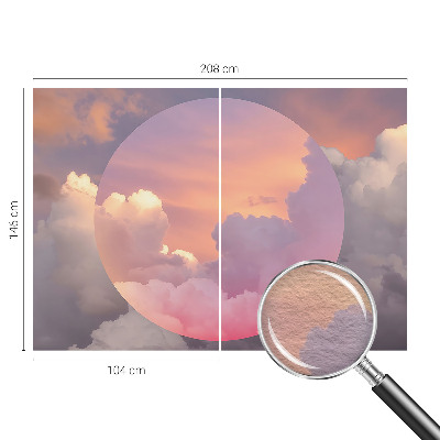 Wallpaper mural for living room with an ethereal clouds design