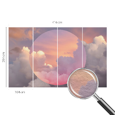Wallpaper mural for living room with an ethereal clouds design