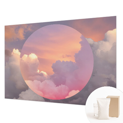 Wallpaper mural for living room with an ethereal clouds design