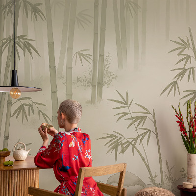 Bedroom wall mural wallpaper featuring a peaceful landscape