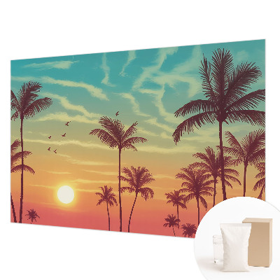 Custom size wall mural with a tropical landscape design