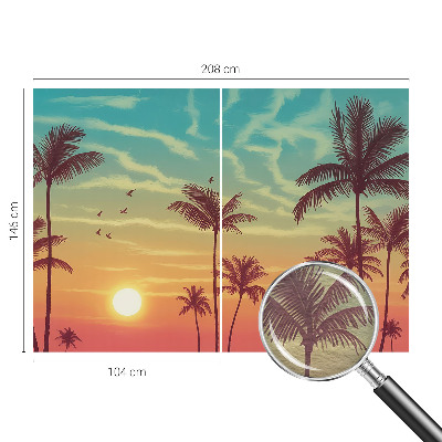 Custom size wall mural with a tropical landscape design