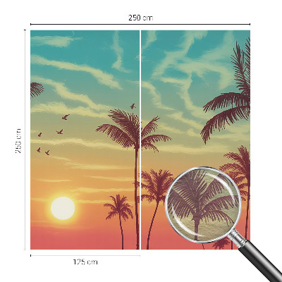 Custom size wall mural with a tropical landscape design