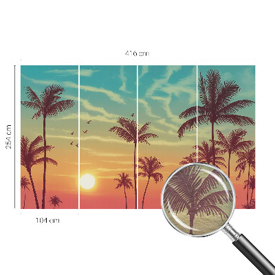 Custom size wall mural with a tropical landscape design