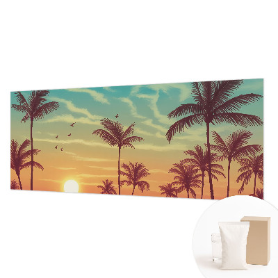 Custom size wall mural with a tropical landscape design