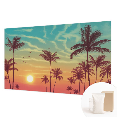 Custom size wall mural with a tropical landscape design