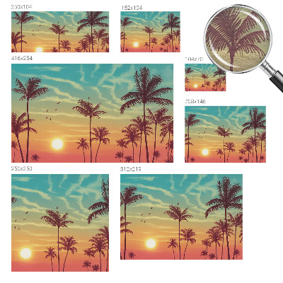 Custom size wall mural with a tropical landscape design