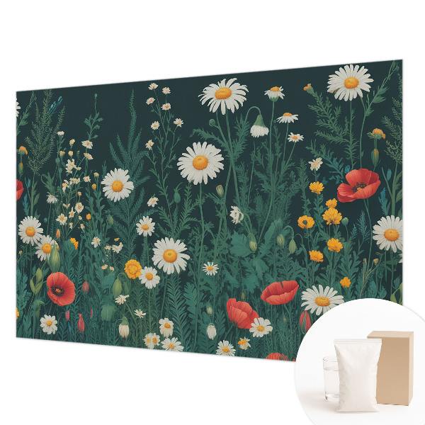Modern wall mural for living room with a wildflower design
