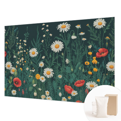 Modern wall mural for living room with a wildflower design