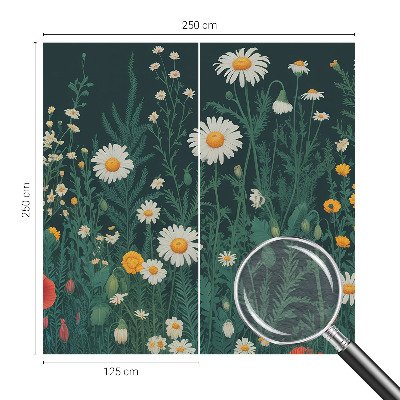 Modern wall mural for living room with a wildflower design