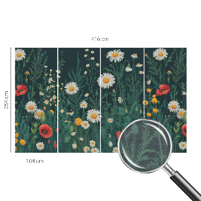 Modern wall mural for living room with a wildflower design