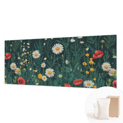 Modern wall mural for living room with a wildflower design
