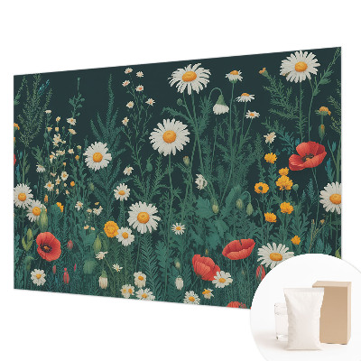 Modern wall mural for living room with a wildflower design
