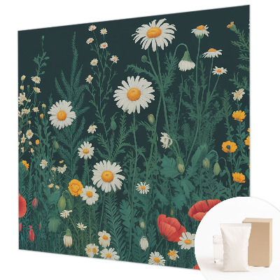 Modern wall mural for living room with a wildflower design