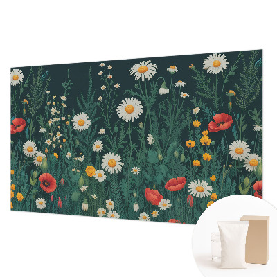 Modern wall mural for living room with a wildflower design
