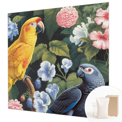 Non-woven wall mural with an exotic birds design