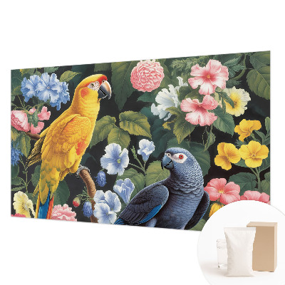 Non-woven wall mural with an exotic birds design