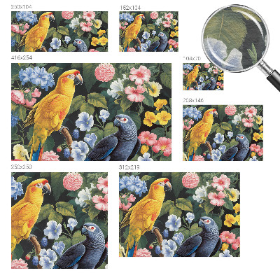 Non-woven wall mural with an exotic birds design