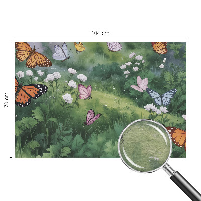 Wall mural with a butterflies-in-the-meadow design