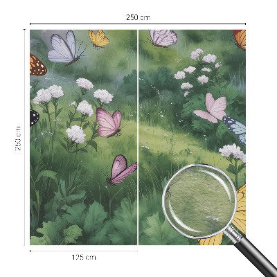 Wall mural with a butterflies-in-the-meadow design