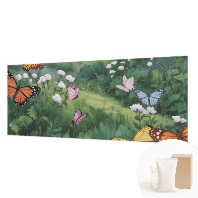 Wall mural with a butterflies-in-the-meadow design