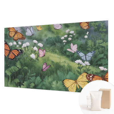 Wall mural with a butterflies-in-the-meadow design