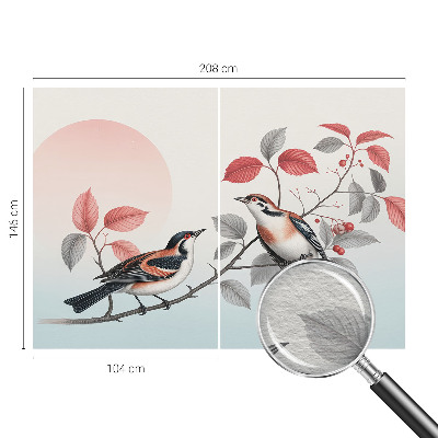 Non-woven photo wallpaper with a sitting birds design