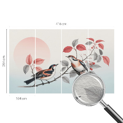 Non-woven photo wallpaper with a sitting birds design