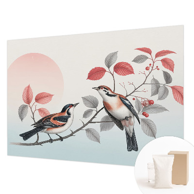 Non-woven photo wallpaper with a sitting birds design