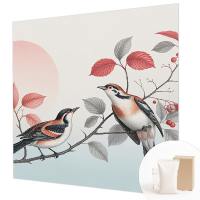 Non-woven photo wallpaper with a sitting birds design
