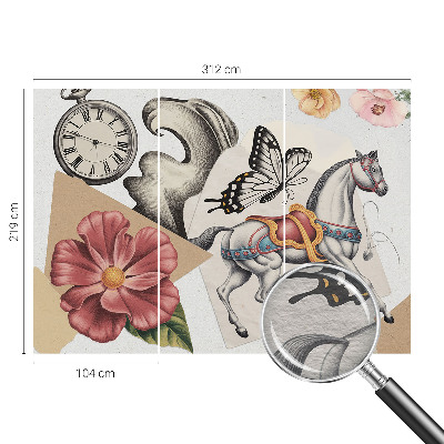 Photo wall mural with a vintage floral pattern