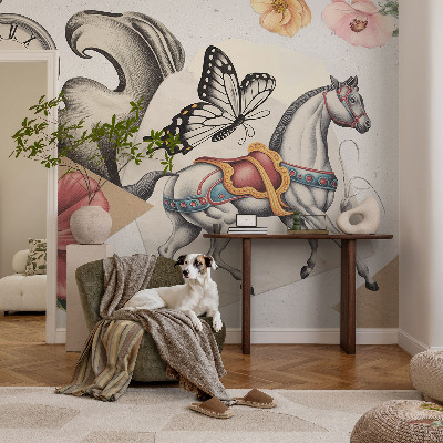 Photo wall mural with a vintage floral pattern