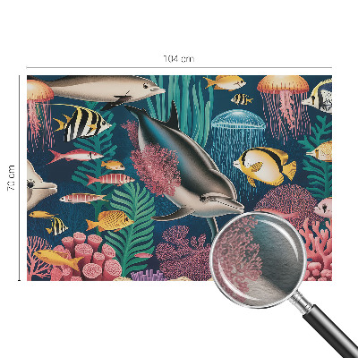 Wall mural for living room featuring underwater fauna