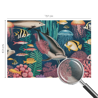 Wall mural for living room featuring underwater fauna
