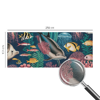 Wall mural for living room featuring underwater fauna