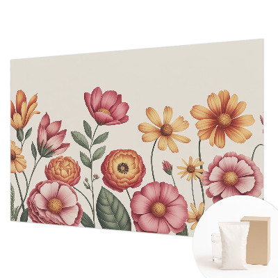 Wall mural for bedroom with a floral arrangement design