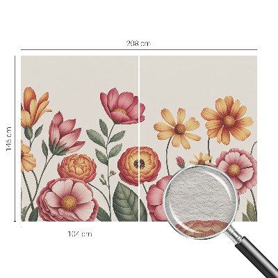 Wall mural for bedroom with a floral arrangement design
