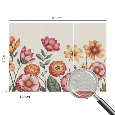 Wall mural for bedroom with a floral arrangement design