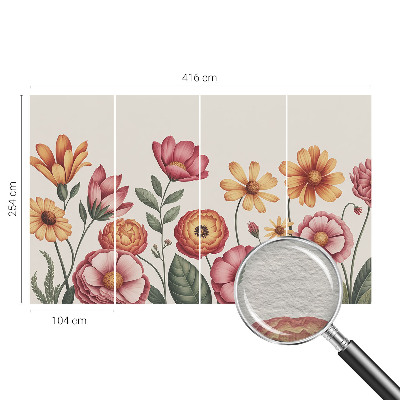Wall mural for bedroom with a floral arrangement design