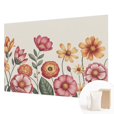 Wall mural for bedroom with a floral arrangement design
