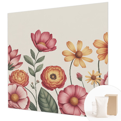 Wall mural for bedroom with a floral arrangement design