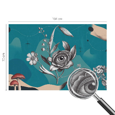 Bedroom wall mural wallpaper with a floral eye motif